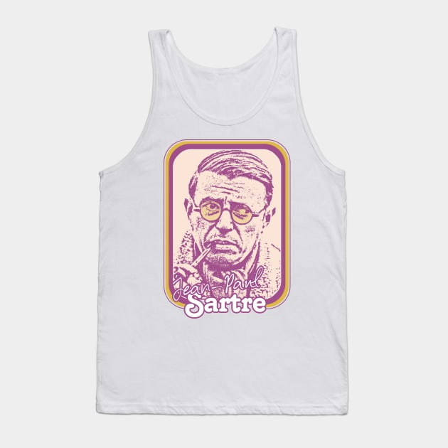 Jean Paul Sartre - Retro Style Fan Design Tank Top by DankFutura